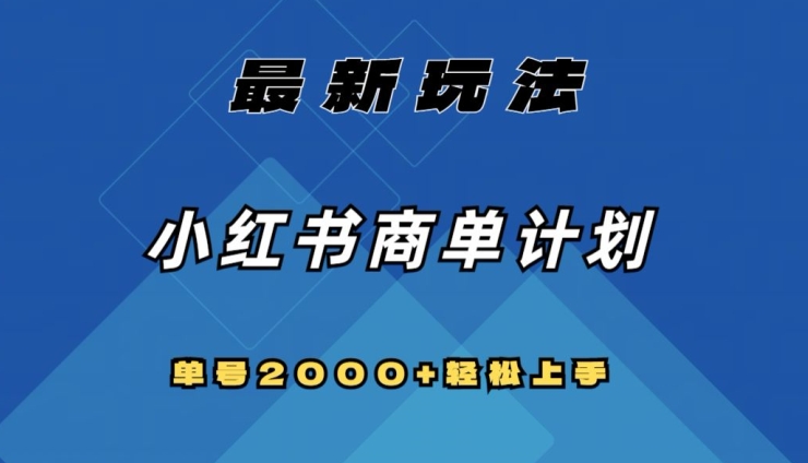 全网首发，小红书商单计划最新玩法，单号2000+可扩大可复制【揭秘】-讯领网创