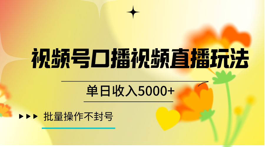 视频号口播视频直播玩法单日收入5000+，一种可以单号持续操作的玩法-讯领网创