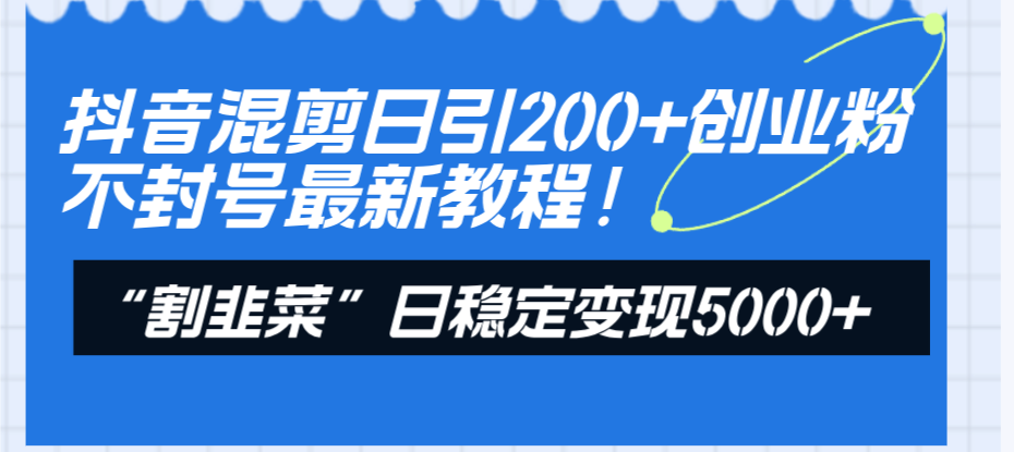 抖音混剪日引200+创业粉不封号最新教程！“割韭菜”日稳定变现5000+！-讯领网创