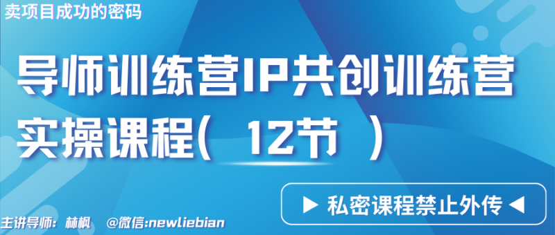 导师训练营3.0IP共创训练营私密实操课程（12节）-卖项目的密码成功秘诀-讯领网创