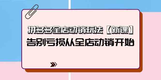 拼多多全店动销玩法【新课】，告别亏损从全店动销开始（4节视频课）-讯领网创