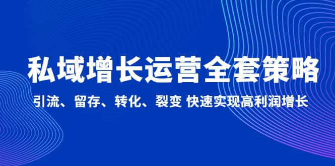 私域增长运营全套策略：引流、留存、转化、裂变 快速实现高利润增长-讯领网创