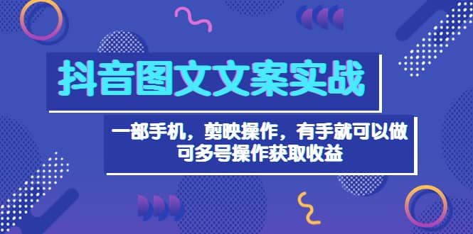 抖音图文毒文案实战：一部手机 剪映操作 有手就能做，单号日入几十 可多号-讯领网创