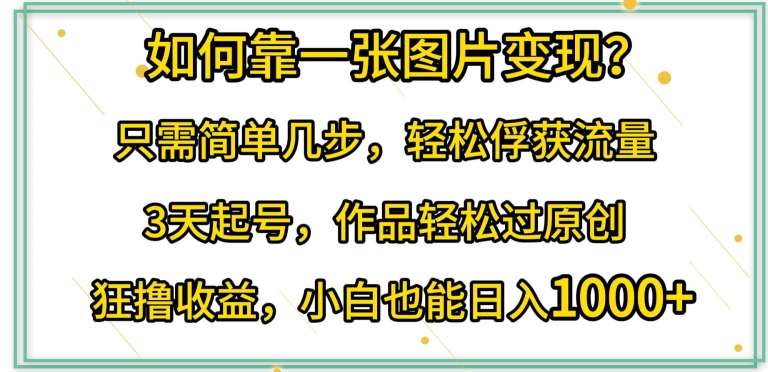 如何靠一张图片变现?只需简单几步，轻松俘获流量，3天起号，作品轻松过原创【揭秘】-讯领网创