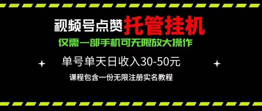 （10644期）视频号点赞托管挂机，单号单天利润30~50，一部手机无限放大（附带无限…-讯领网创