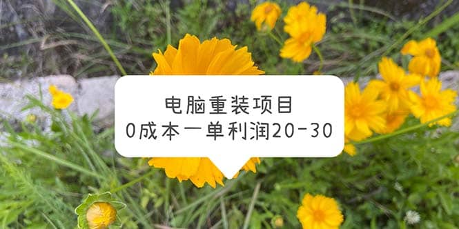 电脑系统重装项目，0成本一单利润20-30-讯领网创