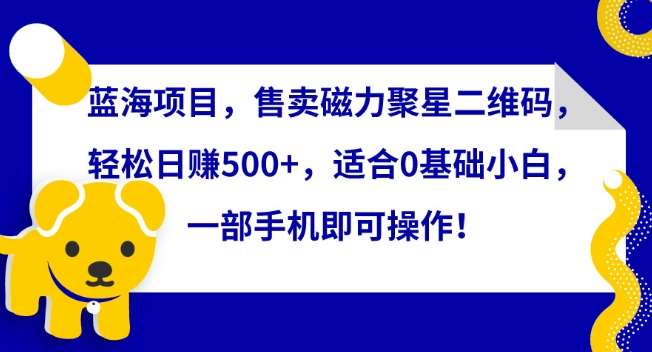 蓝海项目，售卖磁力聚星二维码，轻松日赚500+，适合0基础小白，一部手机即可操作【揭秘】-讯领网创