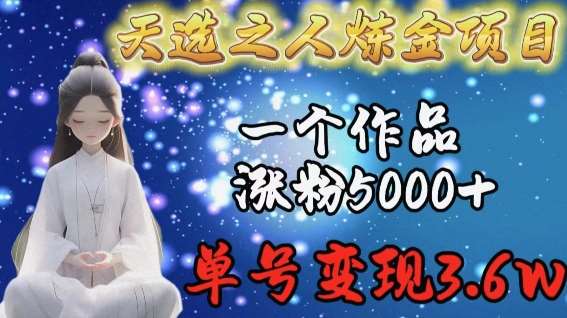 天选之人炼金项目，一个作品涨粉5000+，单号变现3.6w【揭秘】-讯领网创