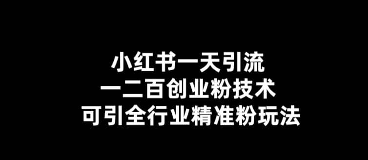 【引流必备】小红书一天引流一二百创业粉技术，可引全行业精准粉玩法-讯领网创