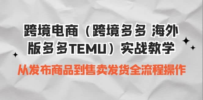 跨境电商（跨境多多 海外版多多TEMU）实操教学 从发布商品到售卖发货全流程-讯领网创