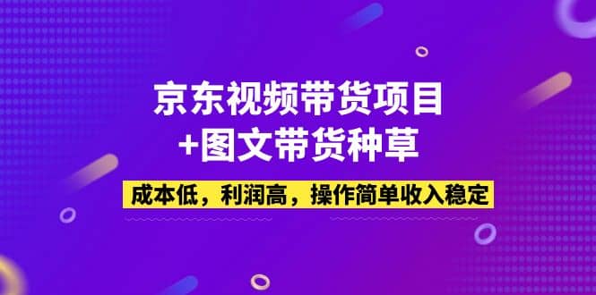 京东视频带货项目+图文带货种草，成本低，利润高，操作简单收入稳定-讯领网创