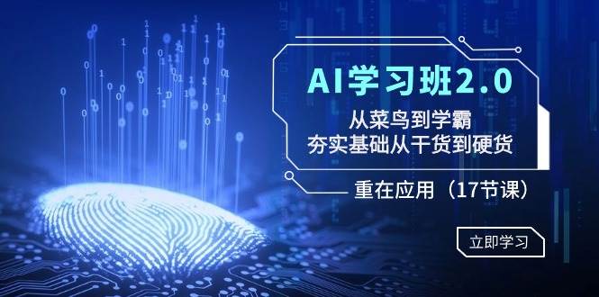 （8964期）AI学习班2.0：从菜鸟到学霸，夯实基础从干货到硬货，重在应用（17节课）-讯领网创