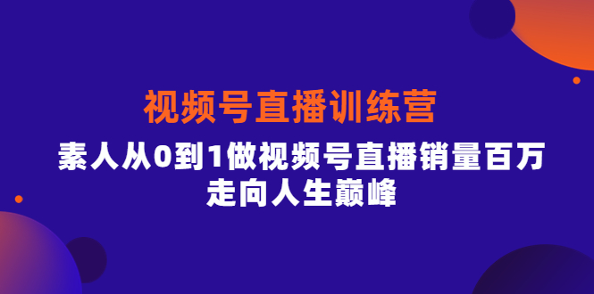 视频号直播训练营，素人从0到1做视频号直播销量百万，走向人生巅峰-讯领网创