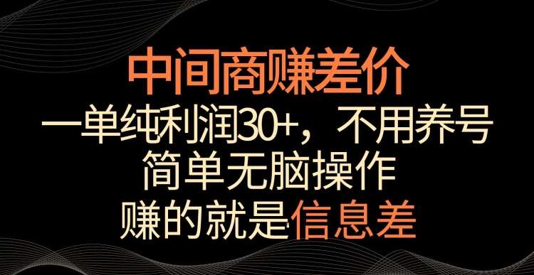 中间商赚差价，一单纯利润30+，简单无脑操作，赚的就是信息差，轻轻松松日入1000+【揭秘】-讯领网创