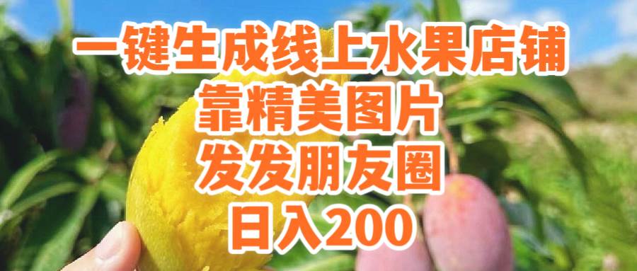 一键生成线上水果店，靠精美图片发发朋友圈，也能日入200-讯领网创