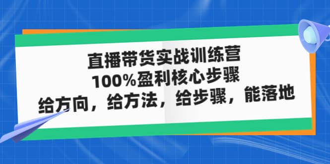 直播带货实战训练营：100%盈利核心步骤，给方向，给方法，给步骤，能落地-讯领网创