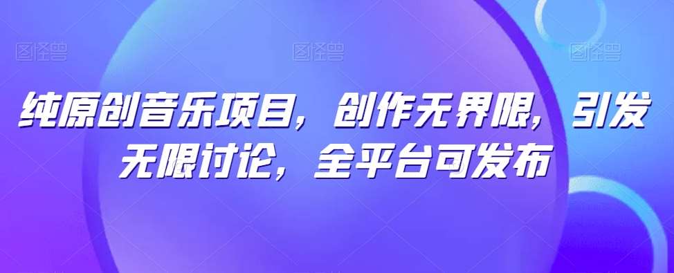 纯原创音乐项目，创作无界限，引发无限讨论，全平台可发布【揭秘】-讯领网创