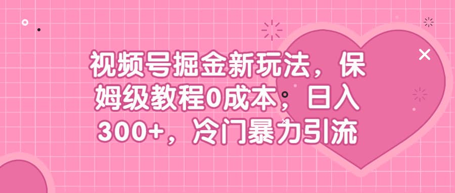 视频号掘金新玩法，保姆级教程0成本，日入300+，冷门暴力引流-讯领网创