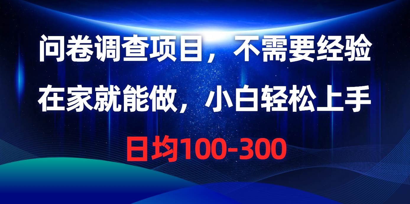 （10402期）问卷调查项目，不需要经验，在家就能做，小白轻松上手，日均100-300-讯领网创