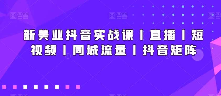 新美业抖音实战课丨直播丨短视频丨同城流量丨抖音矩阵-讯领网创