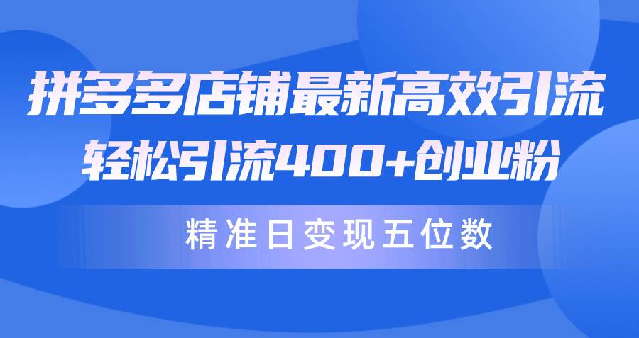 （10041期）拼多多店铺最新高效引流术，轻松引流400+创业粉，精准日变现五位数！-讯领网创