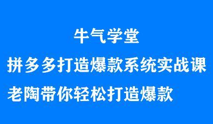 牛气学堂拼多多打造爆款系统实战课，老陶带你轻松打造爆款-讯领网创