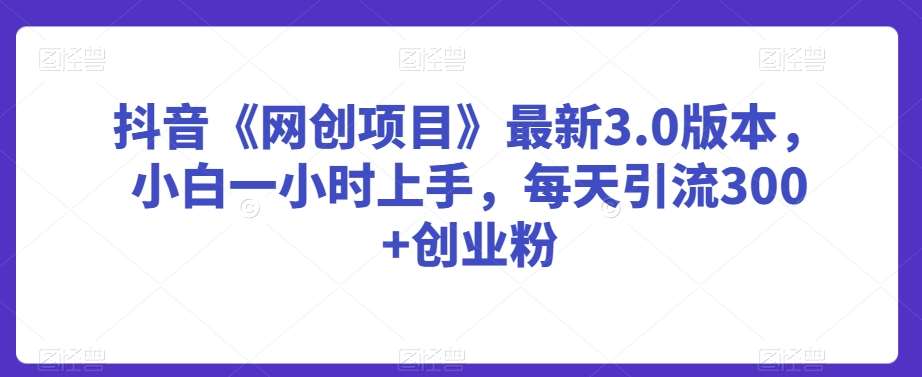 抖音《网创项目》最新3.0版本，小白一小时上手，每天引流300+创业粉【揭秘】-讯领网创