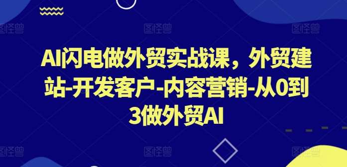 AI闪电做外贸实战课，​外贸建站-开发客户-内容营销-从0到3做外贸AI-讯领网创