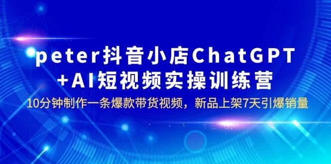 peter抖音小店ChatGPT+AI短视频实训 10分钟做一条爆款带货视频 7天引爆销量-讯领网创