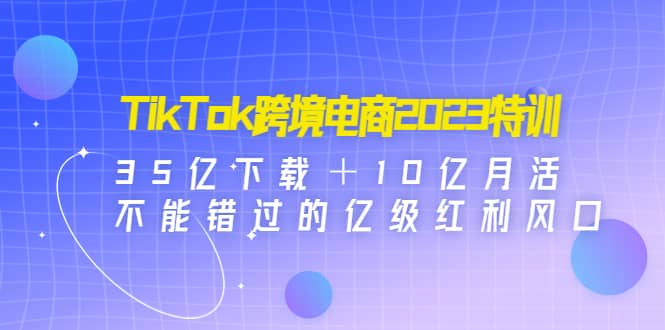 TikTok跨境电商2023特训：35亿下载＋10亿月活，不能错过的亿级红利风口-讯领网创