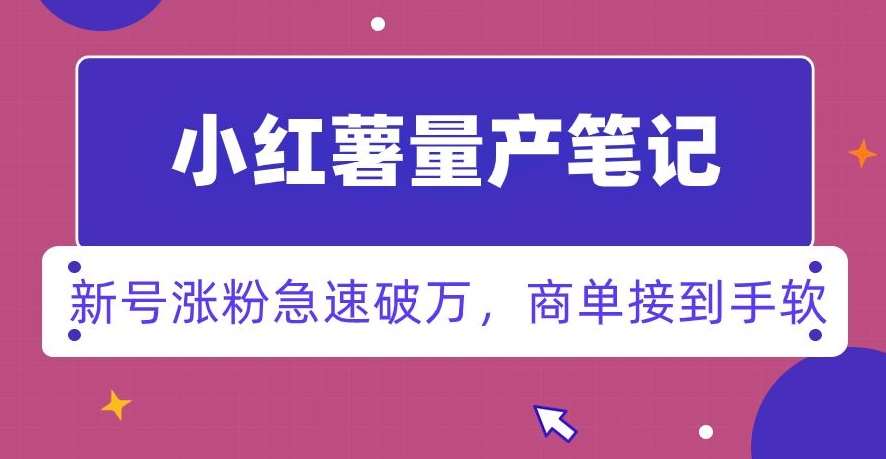 小红书量产笔记，一分种一条笔记，新号涨粉急速破万，新黑马赛道，商单接到手软【揭秘】-讯领网创