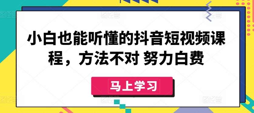 小白也能听懂的抖音短视频课程，方法不对 努力白费-讯领网创