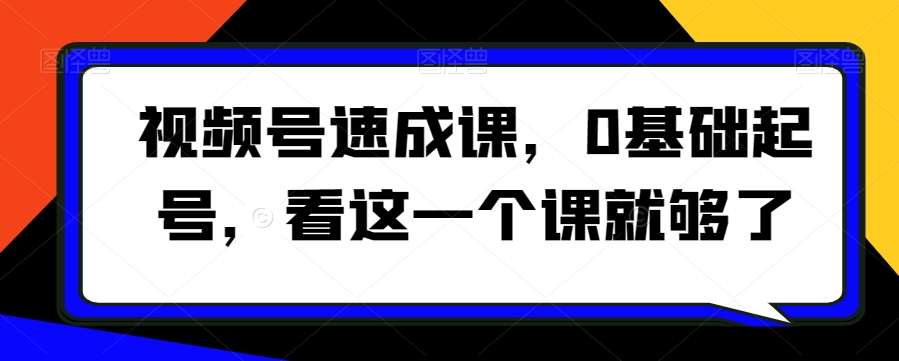 视频号速成课，​0基础起号，看这一个课就够了-讯领网创