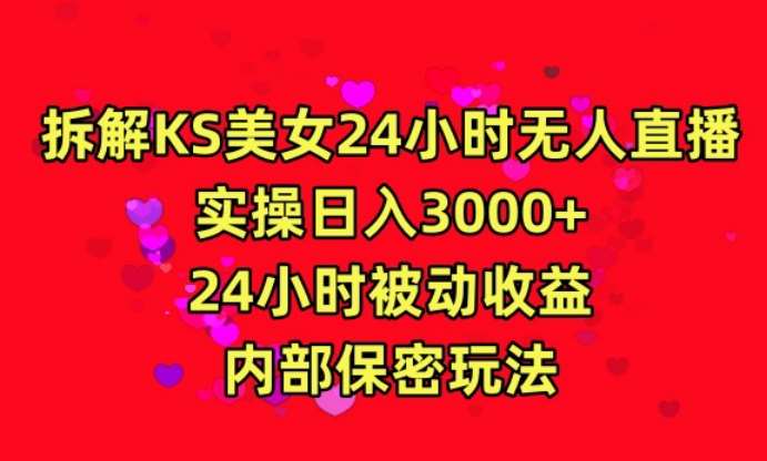 利用快手24小时无人美女直播，实操日入3000，24小时被动收益，内部保密玩法【揭秘】-讯领网创