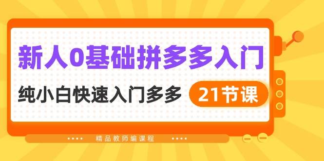 （10299期）新人0基础拼多多入门，​纯小白快速入门多多（21节课）-讯领网创