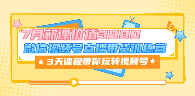 微信视频号直播带货训练营，3天课程带你玩转视频号：7月新课价值3980-讯领网创