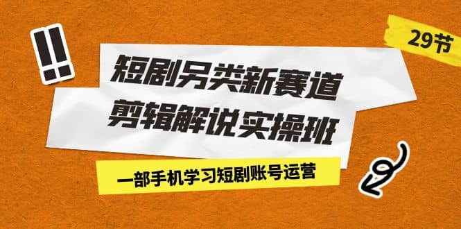 短剧另类新赛道剪辑解说实操班：一部手机学习短剧账号运营（29节 价值500）-讯领网创