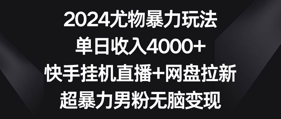 2024尤物暴力玩法 单日收入4000+快手挂机直播+网盘拉新 超暴力男粉无脑变现-讯领网创