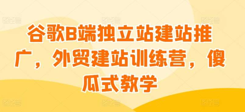 谷歌B端独立站建站推广，外贸建站训练营，傻瓜式教学-讯领网创