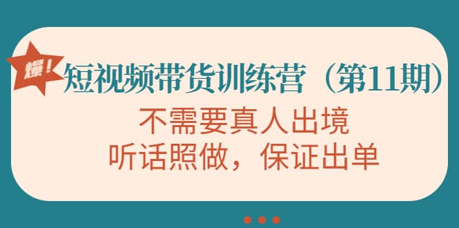 短视频带货训练营（第11期），不需要真人出境，听话照做，保证出单-讯领网创