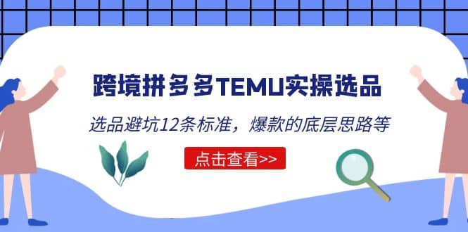 跨境拼多多TEMU实操选品运营方法，选品避坑12条标准，爆款的底层思路等-讯领网创