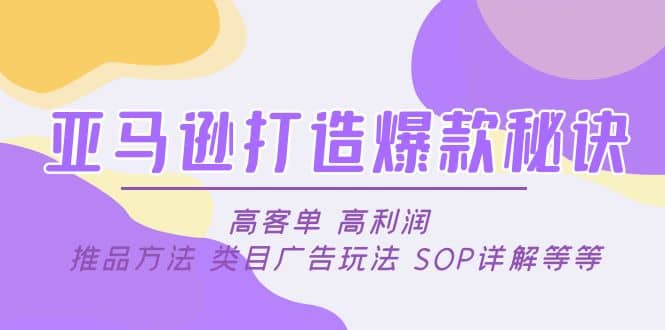 亚马逊打造爆款秘诀：高客单 高利润 推品方法 类目广告玩法 SOP详解等等-讯领网创