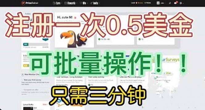 国外项目注册一次0.5美金 只需三分钟无脑操作 可批量放大 小白工作室福利-讯领网创