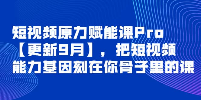 短视频原力赋能课Pro【更新9月】，把短视频能力基因刻在你骨子里的课-讯领网创