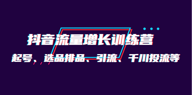 月销1.6亿实操团队·抖音流量增长训练营：起号、选品排品、引流 千川投流等-讯领网创