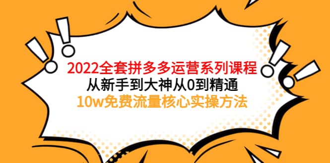 2022全套拼多多运营课程，从新手到大神从0到精通，10w免费流量核心实操方法-讯领网创