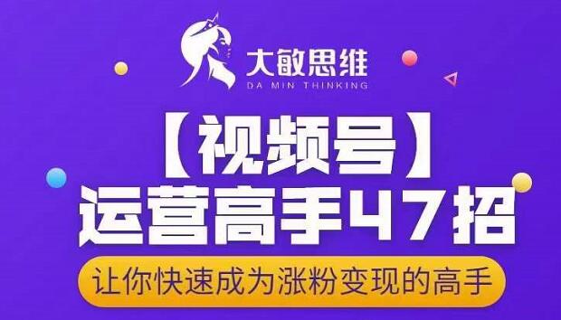 大敏思维-视频号运营高手47招，让你快速成为涨粉变现高手-讯领网创