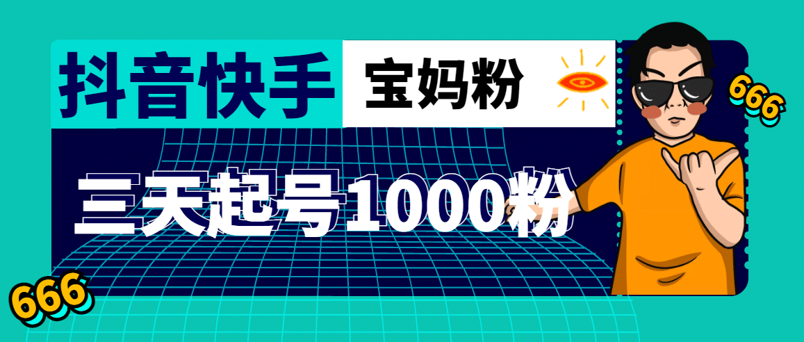 抖音快手三天起号涨粉1000宝妈粉丝的核心方法【详细玩法教程】-讯领网创