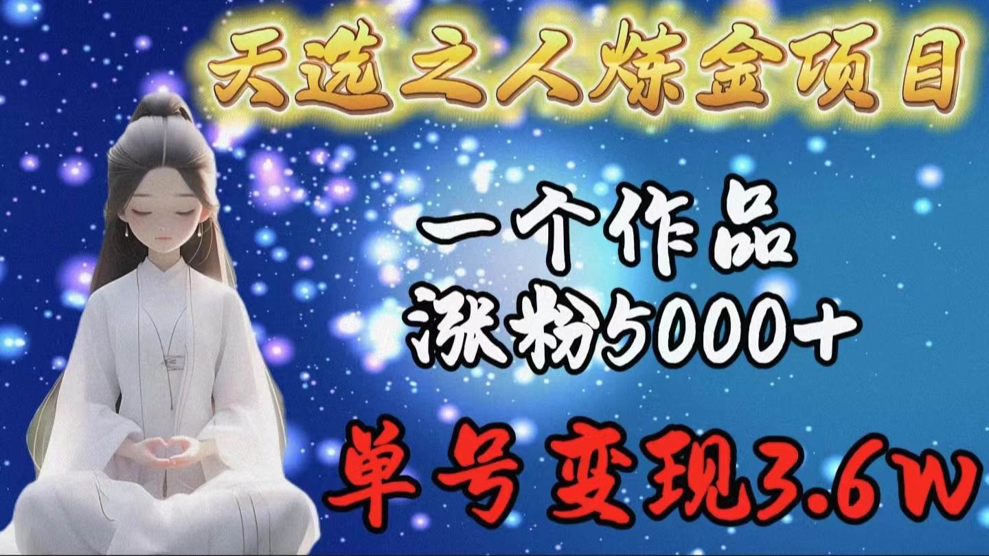 天选之人炼金项目，一个作品涨粉5000+，单号变现3.6w-讯领网创