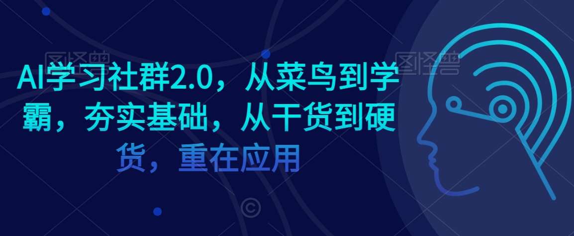 AI学习社群2.0，从菜鸟到学霸，夯实基础，从干货到硬货，重在应用-讯领网创